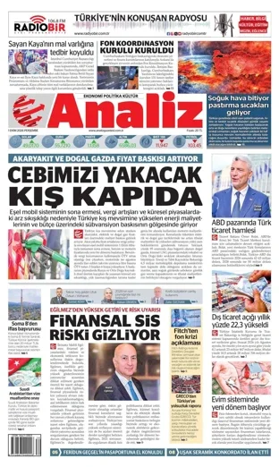 Analiz Gazetesi 1 Ekim 2026 günün manşeti