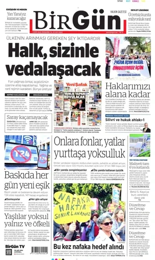 Birgün Gazetesi 1 Ekim 2026 günün manşeti