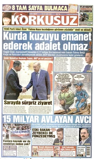 Korkusuz Gazetesi 1 Ekim 2026 günün manşeti
