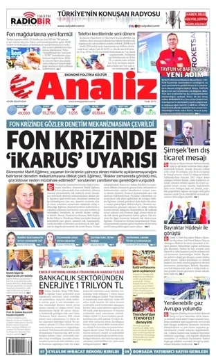 Analiz Gazetesi 4 Ekim 2026 günün manşeti