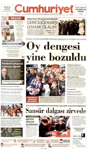 Cumhuriyet Gazetesi 4 Ekim 2026 günün manşeti