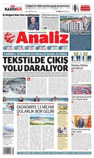 Analiz Gazetesi 5 Ekim 2026 günün manşeti