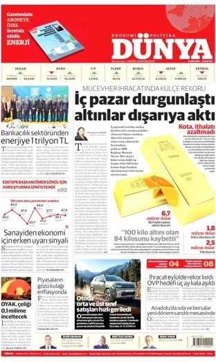 Dünya Gazetesi 5 Ekim 2026 günün manşeti