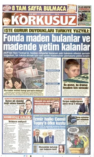 Korkusuz Gazetesi 5 Ekim 2026 günün manşeti