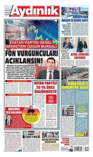 Aydınlık Gazetesi 8 Ekim 2026 günün manşeti
