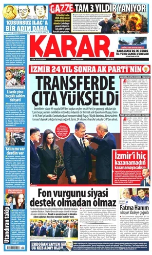 Karar Gazetesi 8 Ekim 2026 günün manşeti