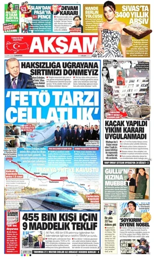 Akşam Gazetesi 10 Ekim 2026 günün manşeti