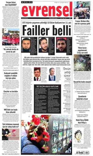 Evrensel Gazetesi 10 Ekim 2026 günün manşeti