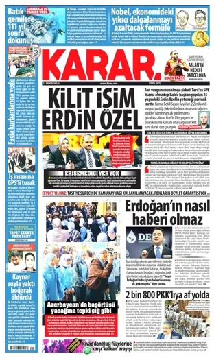 Karar Gazetesi 13 Ekim 2026 günün manşeti