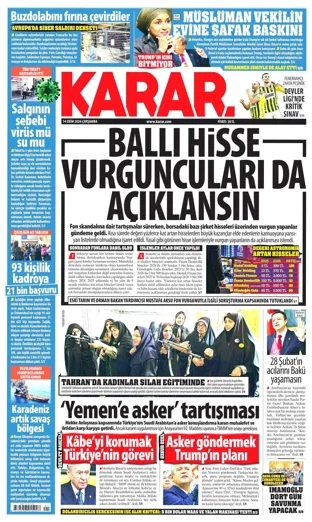 Karar Gazetesi 14 Ekim 2026 günün manşeti