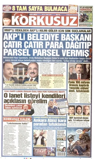 Korkusuz Gazetesi 14 Ekim 2026 günün manşeti