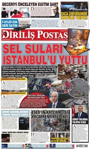 Diriliş Postası Gazetesi 16 Ekim 2026 günün manşeti