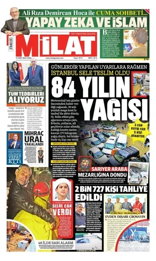 Milat Gazetesi 16 Ekim 2026 günün manşeti