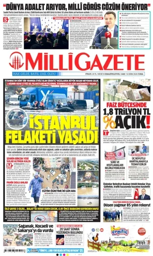 Milli Gazete 16 Ekim 2026 günün manşeti