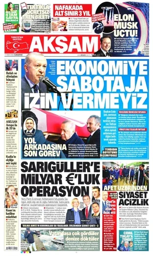 Akşam Gazetesi 17 Ekim 2026 günün manşeti