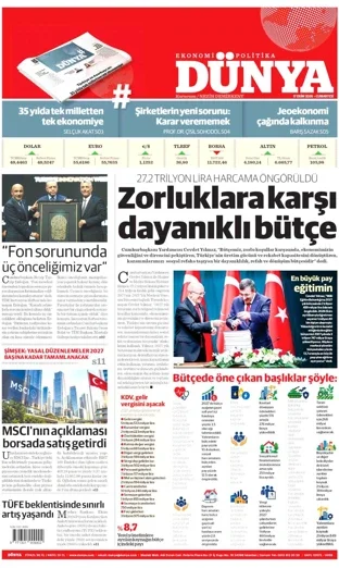 Dünya Gazetesi 17 Ekim 2026 günün manşeti