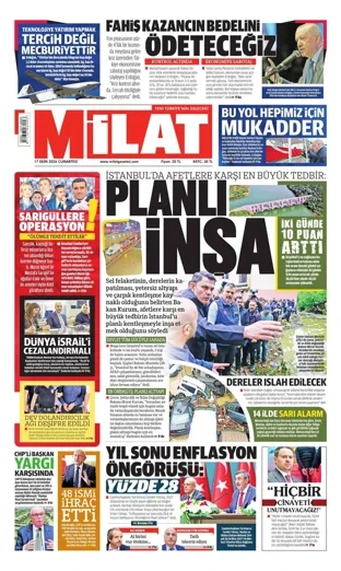 Milat Gazetesi 17 Ekim 2026 günün manşeti
