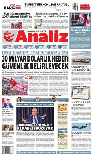 Analiz Gazetesi 19 Ekim 2026 günün manşeti