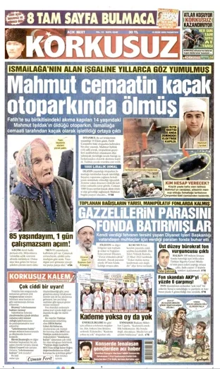 Korkusuz Gazetesi 19 Ekim 2026 günün manşeti