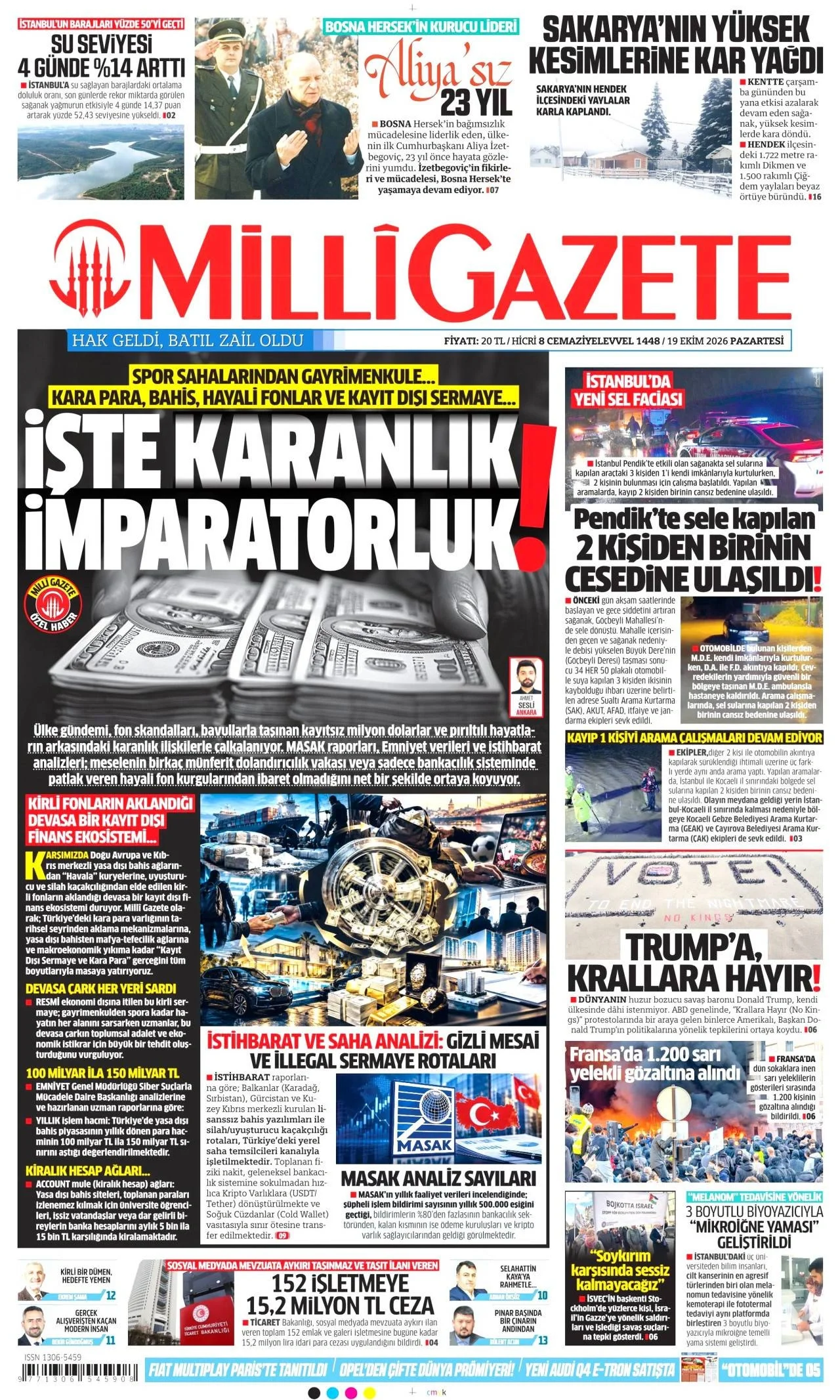 Milli Gazete - 19 Ekim 2026 günün manşeti