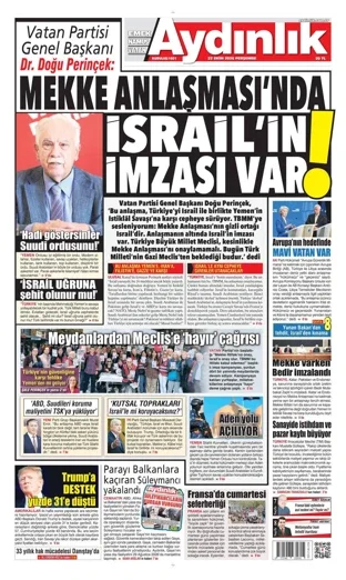 Aydınlık Gazetesi 22 Ekim 2026 günün manşeti