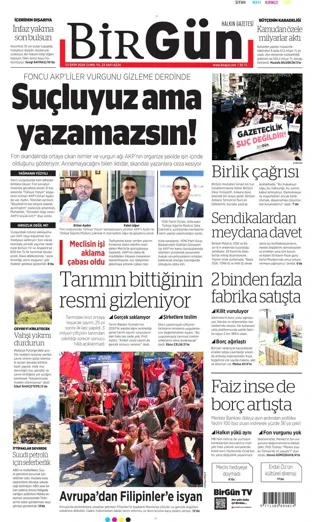 Birgün Gazetesi 23 Ekim 2026 günün manşeti