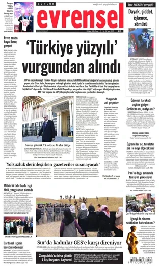 Evrensel Gazetesi 23 Ekim 2026 günün manşeti