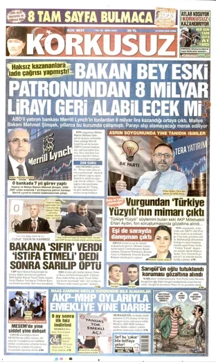 Korkusuz Gazetesi 23 Ekim 2026 günün manşeti