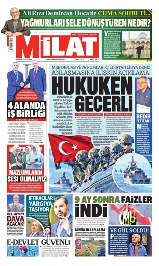 Milat Gazetesi 23 Ekim 2026 günün manşeti