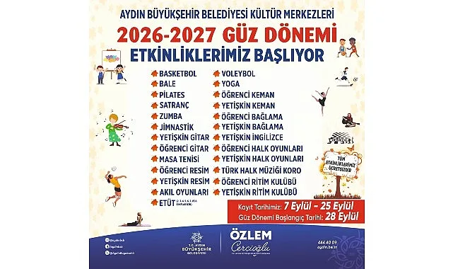 Aydın Büyükşehir Belediyesi Güz Dönemi Etkinlikleri Kayıtları Açıldı