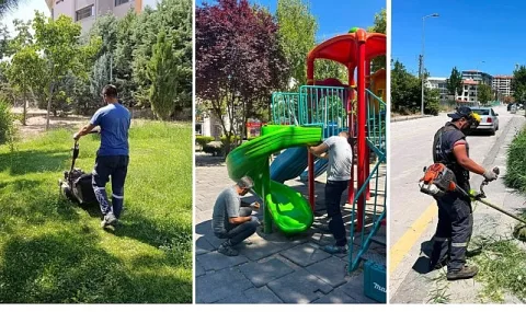 Kahramankazan'da Park ve Bahçelerde Kapsamlı Bakım Çalışmaları Sürüyor