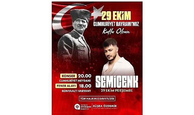 Antalya'da Cumhuriyet coşkusu fener alayı ve konserle doruk noktasına ulaşacak