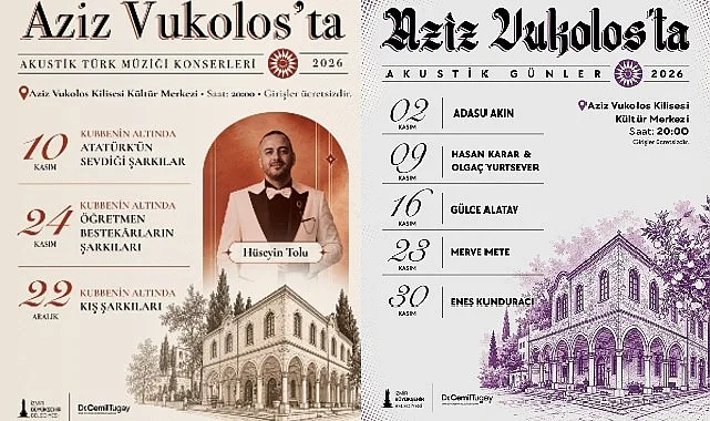 Aziz Vukolos'ta Akustik Günler ve Türk Müziği Konserleri Başlıyor