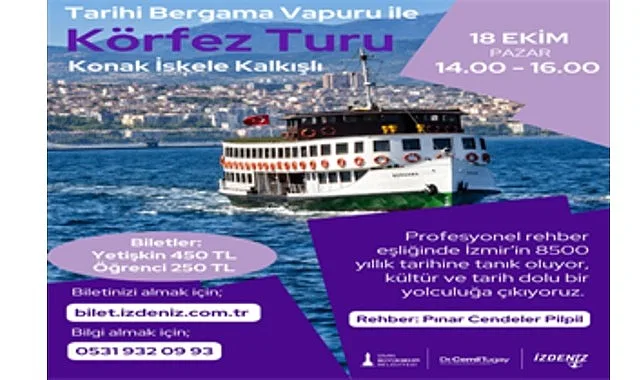 İzmir Körfezi'nde Bergama Vapuru ile Rehberli Turlar Yeniden Başlıyor