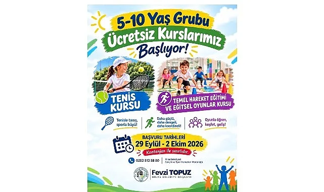 Milas Belediyesi'nden Çocuklara Ücretsiz Tenis ve Temel Hareket Kursları