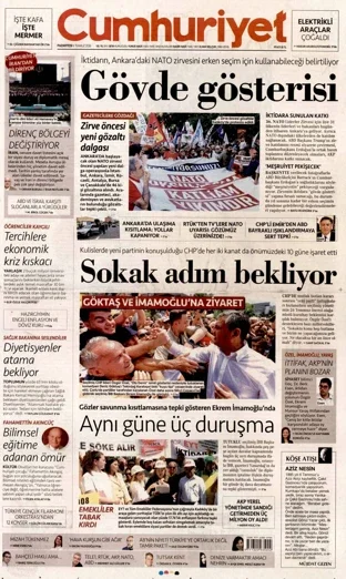Cumhuriyet Gazetesi 6 Temmuz 2026 günün manşeti