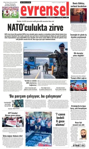 Evrensel Gazetesi 6 Temmuz 2026 günün manşeti