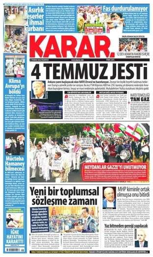 Karar Gazetesi 6 Temmuz 2026 günün manşeti