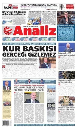 Analiz Gazetesi 7 Temmuz 2026 günün manşeti
