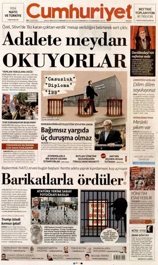Cumhuriyet Gazetesi 7 Temmuz 2026 günün manşeti