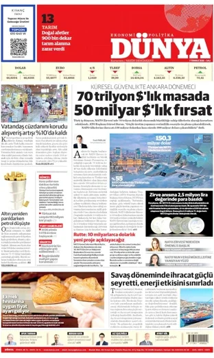Dünya Gazetesi 7 Temmuz 2026 günün manşeti