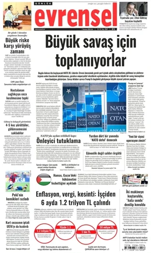 Evrensel Gazetesi 7 Temmuz 2026 günün manşeti