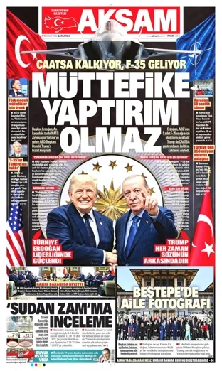 Akşam Gazetesi 8 Temmuz 2026 günün manşeti
