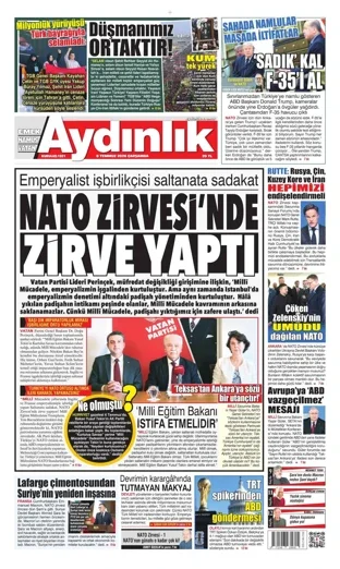 Aydınlık Gazetesi 8 Temmuz 2026 günün manşeti