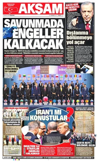 Akşam Gazetesi 9 Temmuz 2026 günün manşeti