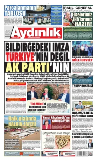 Aydınlık Gazetesi 10 Temmuz 2026 günün manşeti