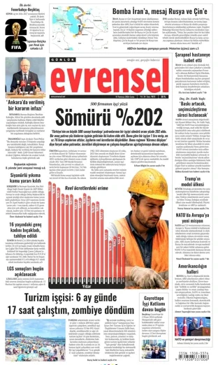 Evrensel Gazetesi 10 Temmuz 2026 günün manşeti