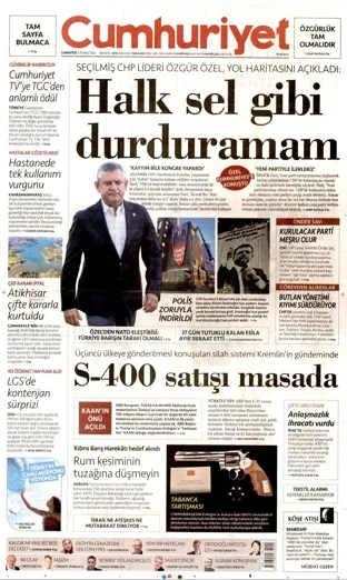 Cumhuriyet Gazetesi 11 Temmuz 2026 günün manşeti