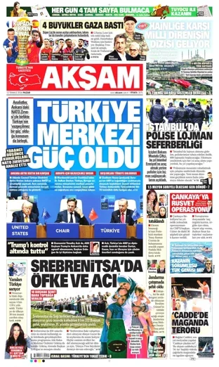 Akşam Gazetesi 12 Temmuz 2026 günün manşeti
