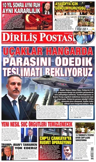 Diriliş Postası Gazetesi 12 Temmuz 2026 günün manşeti